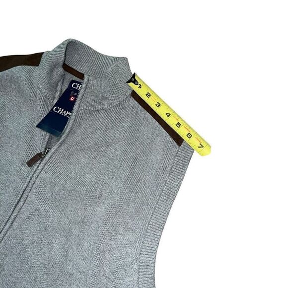NWT CHAPS Men’s Grey Woven Zip Up Vest Size L - Picture 7 of 7